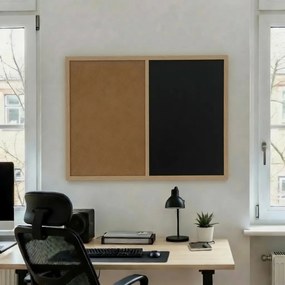 Toptabule.sk  Kombinovaná tabuľa čierna v drevenom ráme NATURE LINE Svetlý dub 90x60 cm
