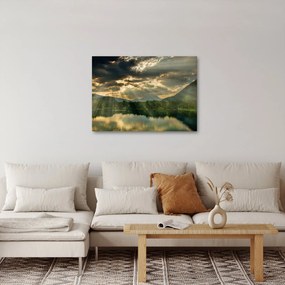 Obraz jazera s presvitajúcim slnkom (70x50 cm)