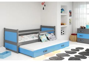 Detská posteľ s výsuvnou posteľou RICO 200x90 cm Modrá Sivá