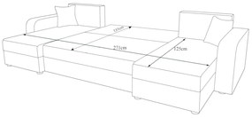 HEWLET rozkladacia sedačka do U, 305x90x140 rainbow 15/rainbow 31