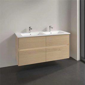 VILLEROY &amp; BOCH Collaro závesná skrinka pod dvojumývadlo, 4 zásuvky, s LED osvetlením, 1261 x 480 x 610 mm, Nordic Oak, C147B0VJ