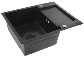 Rea Paul, 1-komorový oceľový drez 600x480x185 mm, čierna matná, ZLE-06011
