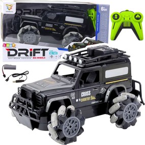 LEAN Toys Terénne auto s diaľkovým ovládaním RC, otočné o 360°, mierka 1:12, čierne