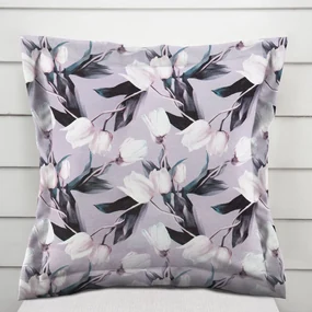 Biante Dekoračná obliečka na vankúš s lemom PML-034 Biele tulipány na sivom 50 x 60 cm