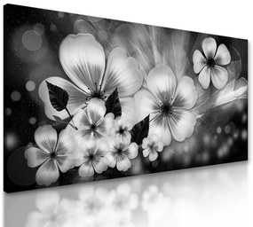 Obraz čiernobiele kvety vo vintage prevedení