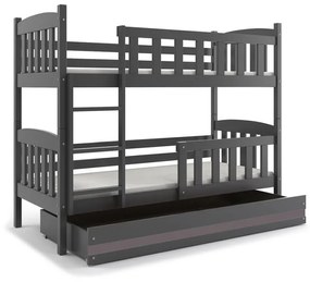 Detská poschodová posteľ KUBUŠ | sivá Farba: Sivá / sivá, Rozmer.: 200 x 90 cm