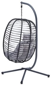 Autronic BONTEC Závesné kreslo, kov, polyratan, sivá, AZ-V1289 GREY Farba: Šedá