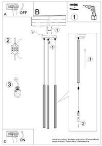 Závesné svietidlo Arche, 3x zlaté kovové tienidlo, o