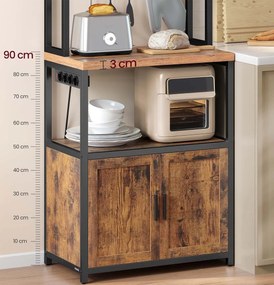 Kuchyňský regál Vasagle Nori 60 cm se zásuvkou černý/hnědý