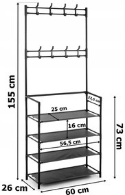 Vešiak na kabáty s botníkom HANI čierny