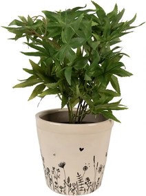 Béžový keramický obal na kvetináč s lúčnymi kvetmi Flora And Fauna M - Ø 15*14cm