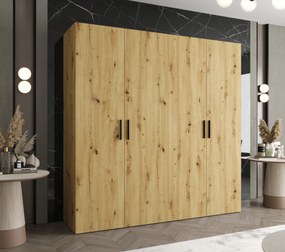 Šatníková skriňa 200 cm Borry 1 (dub artisan + čierna). Akcia -19%. Vlastná spoľahlivá doprava až k Vám domov. 1125767