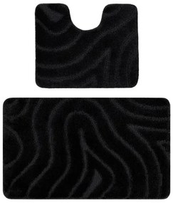 Sada kúpeľňových koberčekov SUPREME WAVES vlny, čierna