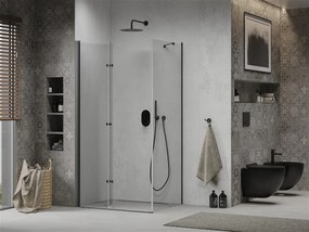Mexen Lima, sprchovací kút 90 (dvere) x 70 (stena) cm, 6mm číre sklo, čierny profil, 856-090-070-70-00