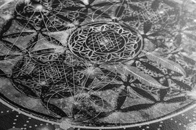 Obraz očarujúca Mandala v čiernobielom prevedení