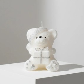 Parafínová sviečka TEDDY 15 cm biela