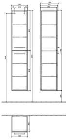 Villeroy & Boch AVENTO : vysoká skrinka 350x1760x372mm, 2 dvierka, pánty vpravo, Arizona Oak, A89401VH