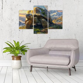 Obraz - Korytnačka a horská krajina (90x60 cm)