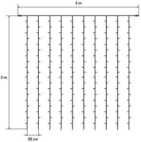 DECOLED LED světelná záclona HOBBY LINE, 2x2m, teple bílá, 200 diod, pouze do interiéru
