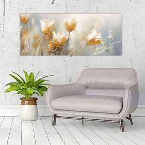 Obraz - Maľba tulipánov (120x50 cm)