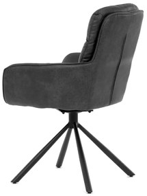 Autronic - Jídelní židle šedá látka, otočný mechanismus P 90° + L90° s vratným mechanismem - funkce reset, černý kov - DCH-356 GREY2 VÝPRODEJ