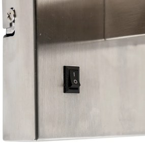 Moderná nástenná lampa oceľ s tienidlom bielym - Bergamo