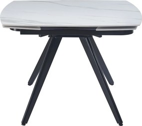 Dekorstudio Rozkladací jedálenský stôl s mramorovou doskou 120-180x80 cm - biely