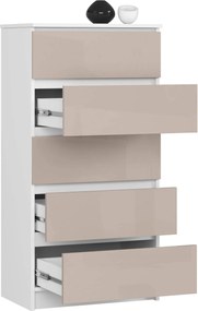 Komoda Kuba 60 cm - 5 zásuviek biela/cappuccino
