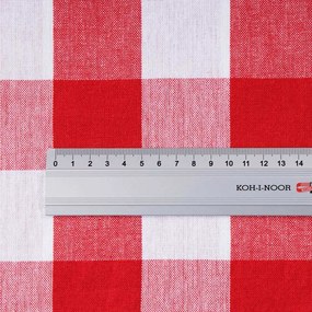 Biante Bavlnený behúň na stôl Olivia OL-016 Červeno-biela kocka veľká 45x180 cm