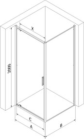 Mexen Exo-BR sprchový kút s otváracími dverami 90 x 90 cm, transparentný, čierny - 8181-090-090-70-00