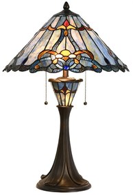 Modrá stolná lampa Tiffany Niebbo - Ø 40*61 cm E27/max 2*60W