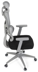 Kancelárska ergonomická stolička GRANT II — sieť, látka, sivá