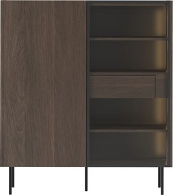 Dvojdverová vitrína Dunari 120 cm s ukrytými zásuvkami - dub dunin