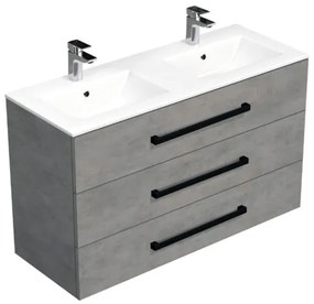 Kúpeľňová skrinka s čiernou úchytkou a umývadlom SAT Cube Way 120x76,5x46 cm betón mat CUBE46C1203BEMOD, 1 ks