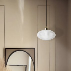 Luster na lanku HARMA 1xE27/15W/230V pr. 25 cm biela/zlatá