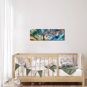 Obraz – Farebný energetický strom (s hodinami) (90x30 cm)
