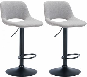 Design-Shop 2x Barová stolička Camden - látka, čierny rám - Svetlo sivá
