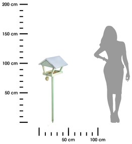 Zapichovacie kŕmidlo pre vtáky Terry, 113x31,5x26,5 cm, drevo, zelená