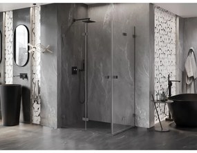 Mexen Lunar-F Duo, skladací sprchový kút 85 x 70 cm, 8mm číre sklo, grafitový profil, 836-085L-070P-95-00