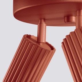 Stropné svietidlo Karbon, 3x okrovo červené kovové tienidlo, (možnosť polohovania)