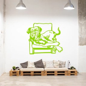 Veselá Stena Samolepka Pes na kresle Farba: zelená, Veľkosť: 100 x 88 cm
