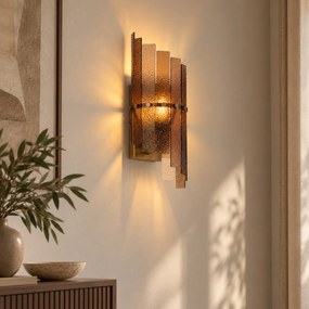 Dizajnová nástenná lampa tmavobronzová s jantárovým sklom - Versailles