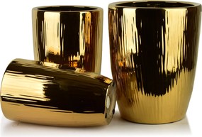 Sada 3 ks keramických květináčů NEVA GOLD XII zlatá