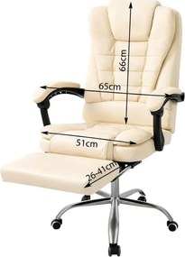 Kancelárske kreslo BOSS s podnožkou - krémová ekokoža