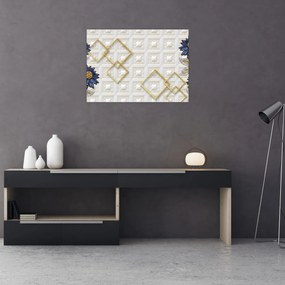 Sklenený obraz - Diamantové kvety (70x50 cm)