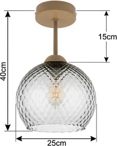 BRILAGI - LED Prisadený luster R GLASS 1xE27/60W/230V pr. 25 cm béžová/dymovo-šedá