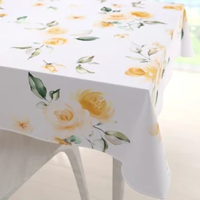 Biante Teflónový štvorcový obrus TF-043 Žlté ruže na bielom 80x80 cm