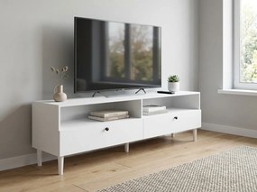 TV stolík s policou a skrinkami DULLUM 200x58cm, biely