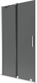 Mexen Velar, 2-krídlová posuvná vaňová zástena 100 x 150 cm, 8mm šedé sklo, chrómová, 896-100-000-41-01