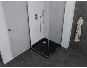 Mexen Pretoria, sprchovací kút 90 (dvere) x 90 (stena) cm, 6mm číre sklo, chrómový profil + čierna sprchová vanička, 852-090-090-01-00-4070
